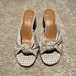 J Crew checkered knot block heel sandals size 7